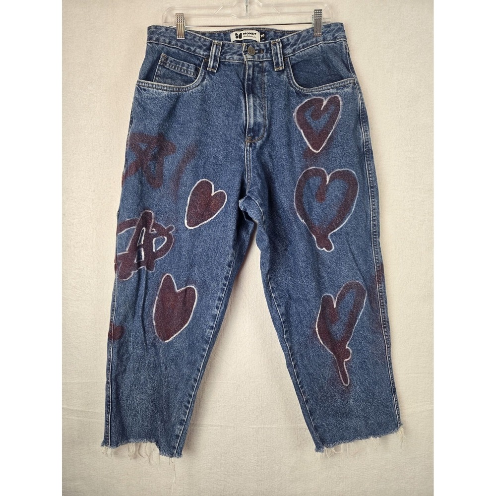 Monet Skateboards Denim Jeans Size 30 Heart Graphics Cotton Mens Relaxed Fit